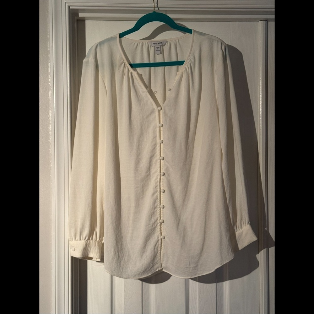 Nine West Cream V-Neck Blouse